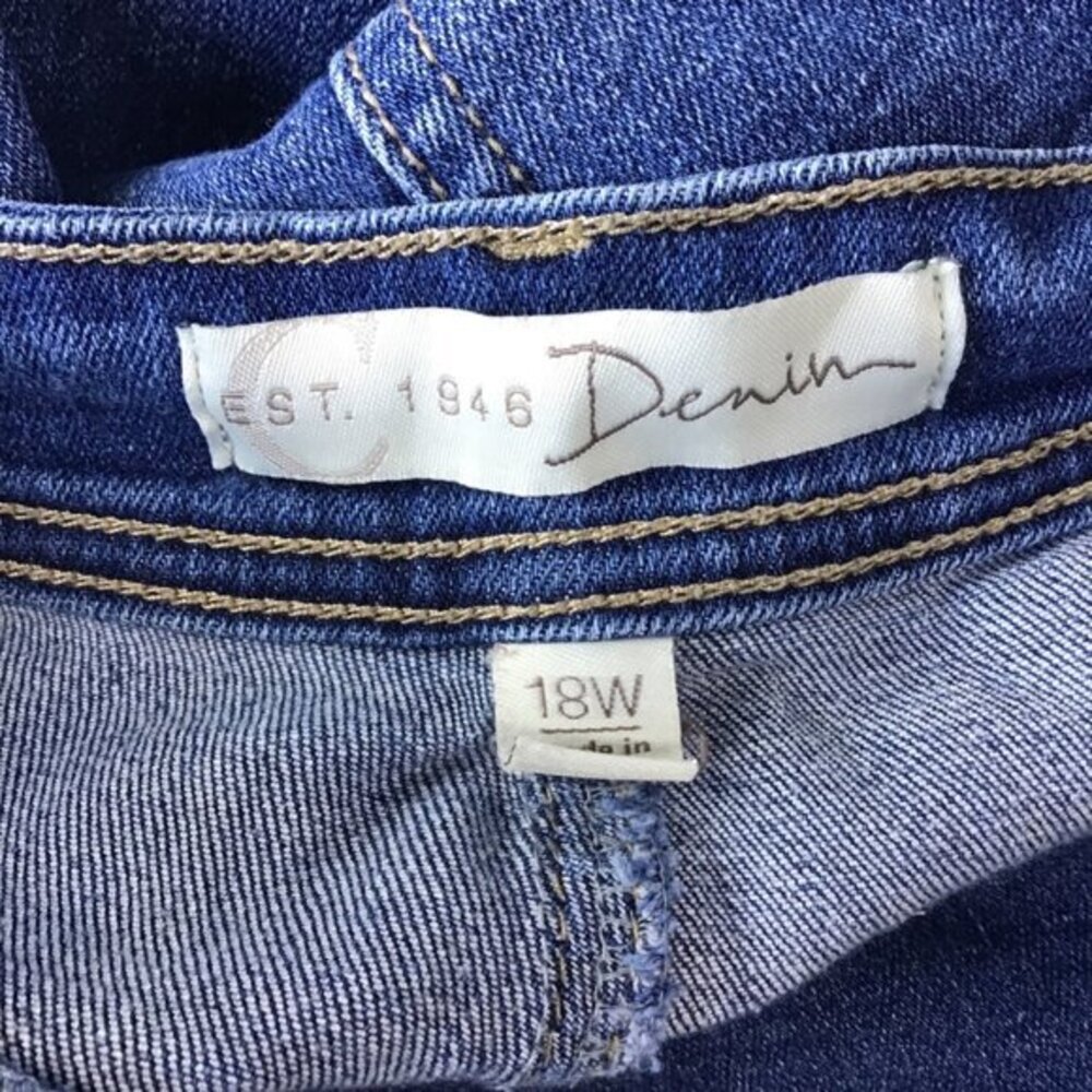 Denim Skirt Sz 18‎ Patchwork Distressed - Picture 5 of 7